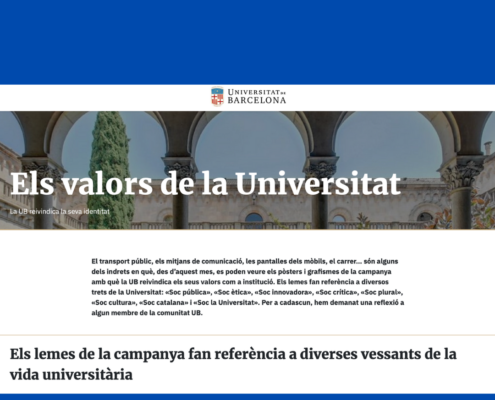 Els valors de la Universitat La UB reivindica la seva identitat